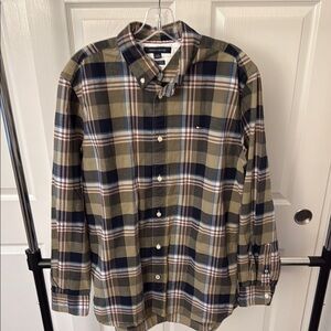 Tommy Hilfiger Casual Button Down Shirt Green and Blue